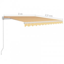 Маркиза, навес желто-белая 300 x 250 см , с ручным управлением для террасы и балкона