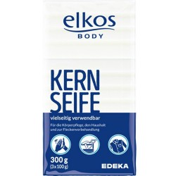 ELKOS Kernseife universālas saimniecības ziepes traipu tīrīšanai, 3 x 100 g